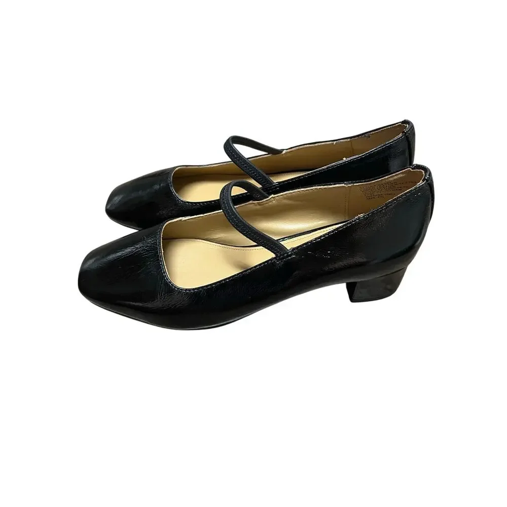 MADEWELL The Greta Block Heel Pump in True Black Crinkled Patent Leather 9 - Picture 4 of 10